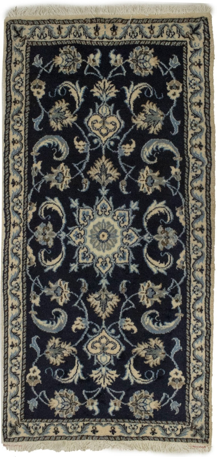 Nain Oriental Rug Small Classic Navy Floral Design Thick Pile Carpet 2'3X4'7 ft