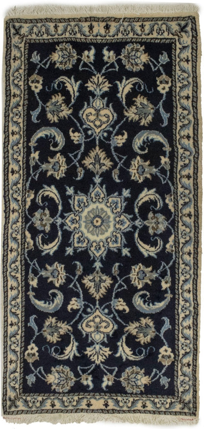 Nain Oriental Rug Small Classic Navy Floral Design Thick Pile Carpet 2'3X4'7 ft