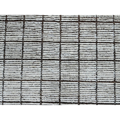 9'6"X11'8" White Moroccan Weave With Box Design 100% Wool Hand Knotted Rug