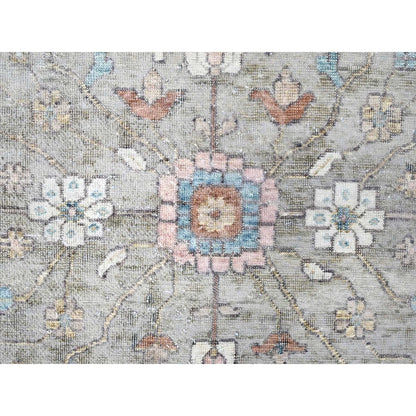 8'6"X11'3" Light Brown Antiqued Tebraz Design Pure Wool Hand Knotted Rug