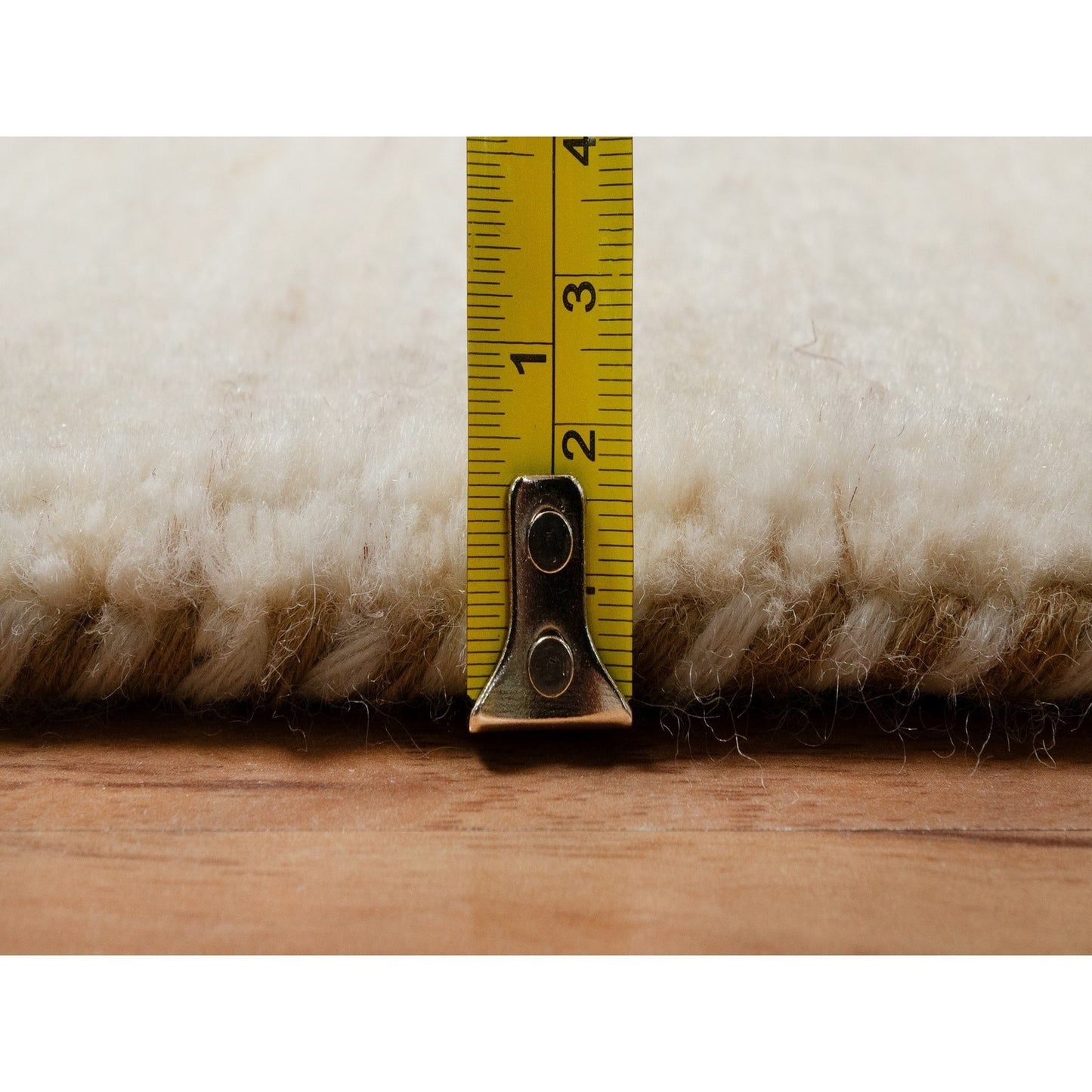 2'X3' White Modern Plain Design Pure Wool Hand Knotted Mat Oriental Rug