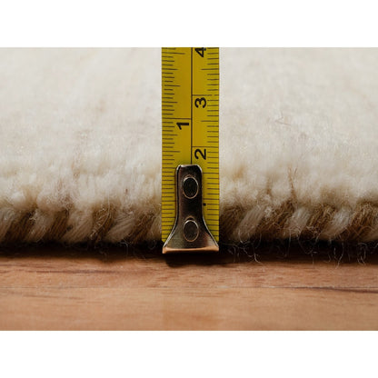 2'X3' White Modern Plain Design Pure Wool Hand Knotted Mat Oriental Rug