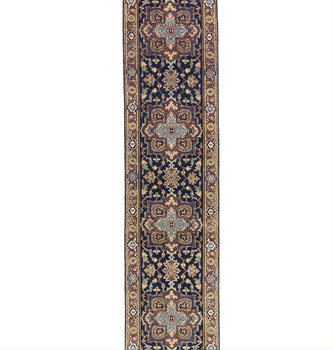 Handmade Heriz Serapi Runner Rug Geometric