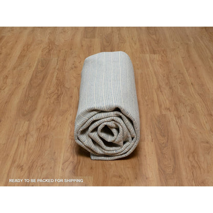 9'1"X12' Faded Blue Modern Plain Decor Box Design Loomed Knotted Wool Rug