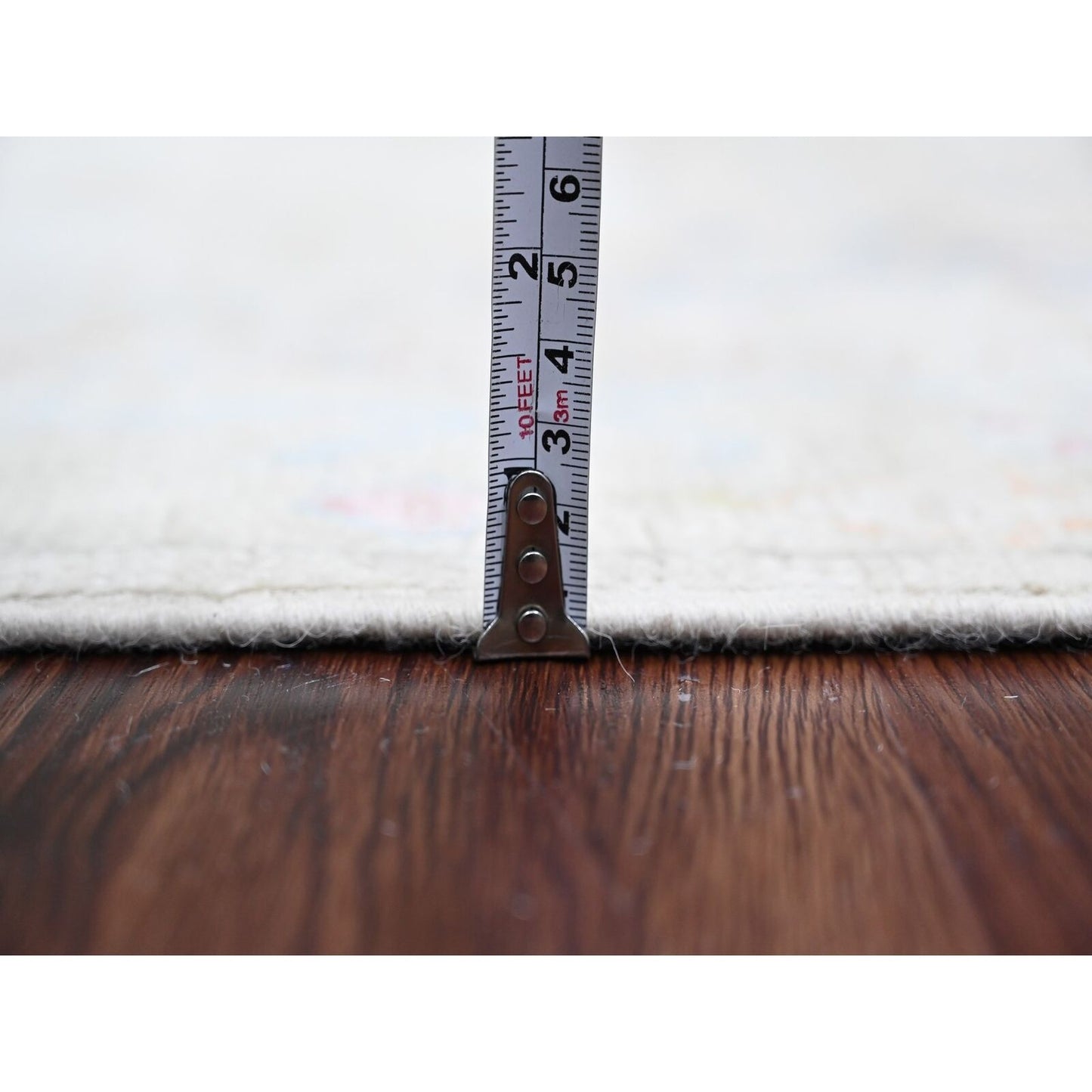 2'8"X15'7" White Angora Ushak Leaf Design Wool Hand Knotted Runner Rug