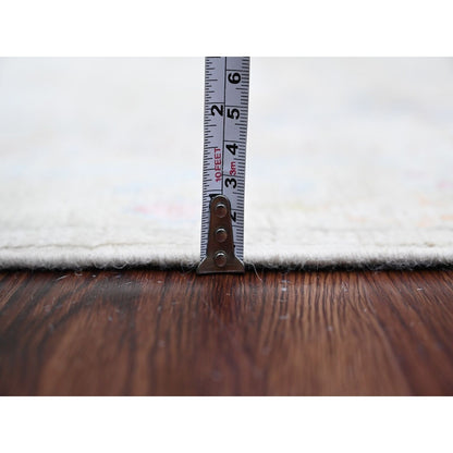 2'8"X15'7" White Angora Ushak Leaf Design Wool Hand Knotted Runner Rug