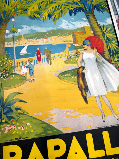 Rare Italian Travel Poster Rapallo By Natoli 1924 Original Litho Riviera