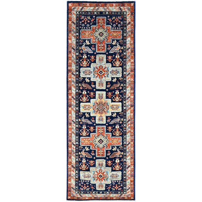 2'X5'10" Yale Blue Armenian Caucasian Design 200 Kpsi Runner Oriental Rug