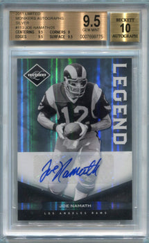 Joe Namath 2011 Panini Limited Monikers Auto Card #113 22/25 Bgs Graded 9.5/10
