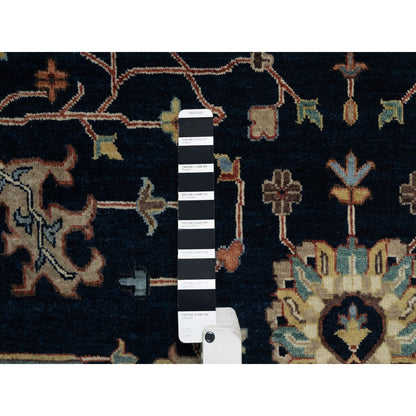9'X12'2" Midnight Blue Antiqued Heris Re-Creation Hand Knotted Wool Rug