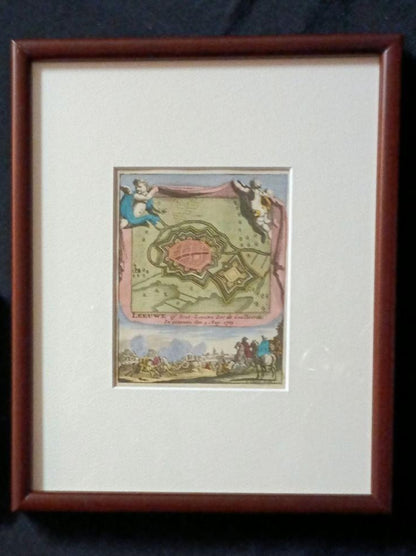 Leeuwe (Leuven) Daniel De La Feuille 1735 Hand-Colored Map Ratelband Framed Coa