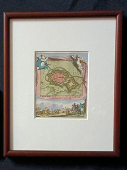Leeuwe (Leuven) Daniel De La Feuille 1735 Hand-Colored Map Ratelband Framed Coa