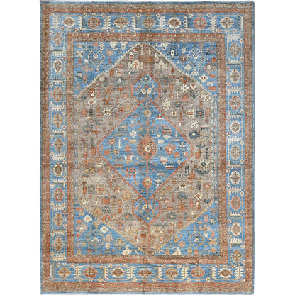 9'2"X12'3" Beaver Brown Peshawar Heris Hand Knotted High Mountain Wool Rug