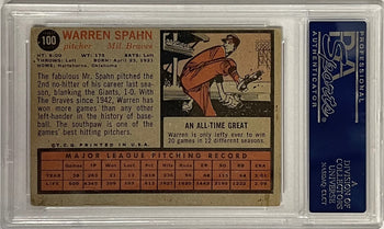 Warren Spahn Autographed 1962 Topps Card #100