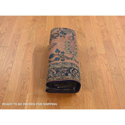 4'2"X6'4" Orange Rust Antique Zoroastrian Sarouk Mohajoren Oriental Rug