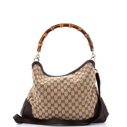 Gucci Diana Bamboo Shoulder Bag Gg Canvas Medium