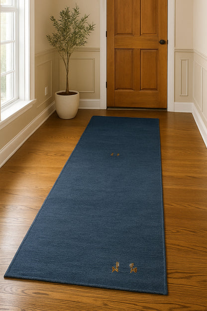 2'6x7'11 Steel Blue Contemporary Tribal 3X8 Gabbeh Runner Rug Modern Wool