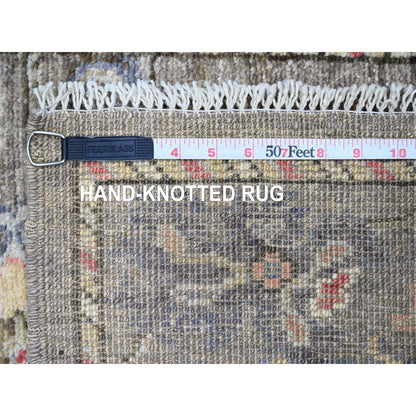 2'9"X5'10" Brown Angora Oushak Vines Design Wool Hand Knotted Runner Rug