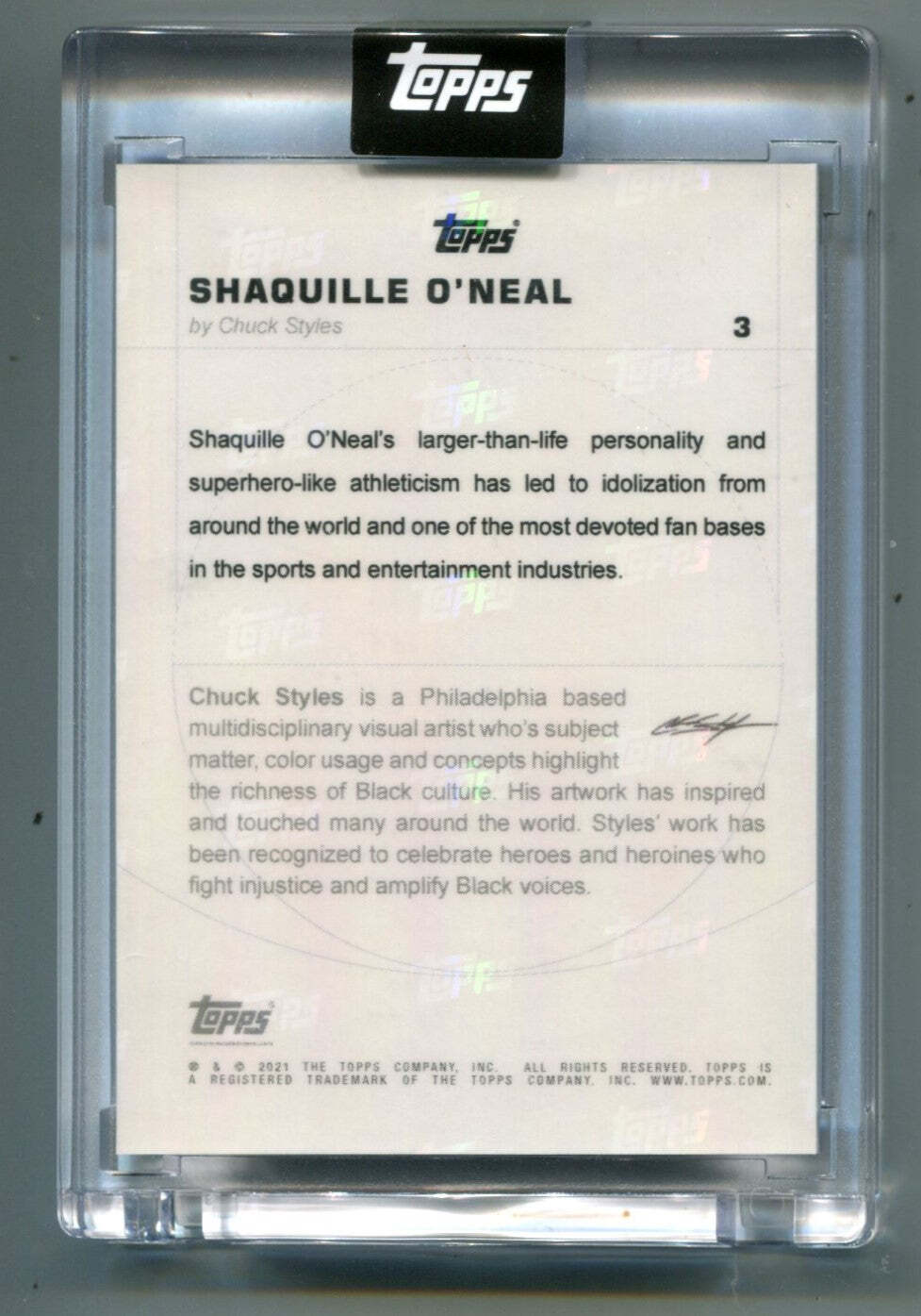 Shaquille O'Neal 2021 Topps #3 By Chuck Styles