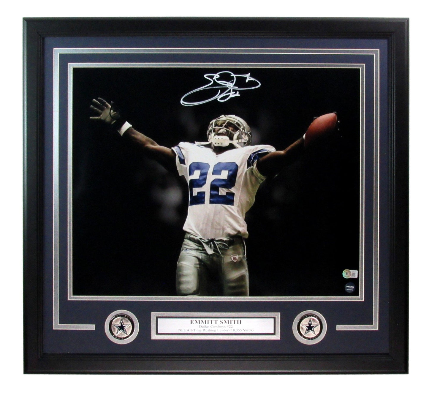 Emmitt Smith Hof Cowboys Signed/Autographed 16X20 Photo Framed Beckett 200134