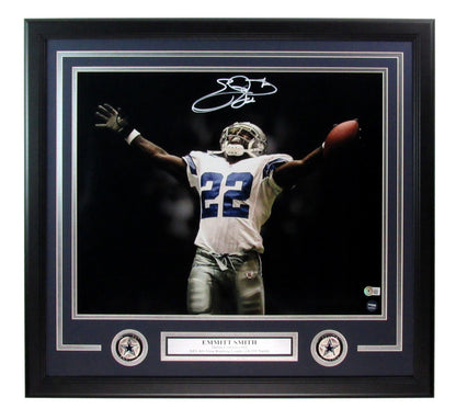 Emmitt Smith Hof Cowboys Signed/Autographed 16X20 Photo Framed Beckett 200134