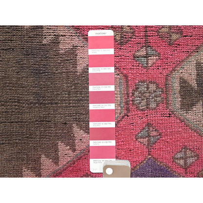 2'X11' Pink Vintage Northwest Zoroastrian Hand Knotted Pure Wool Runner Rug