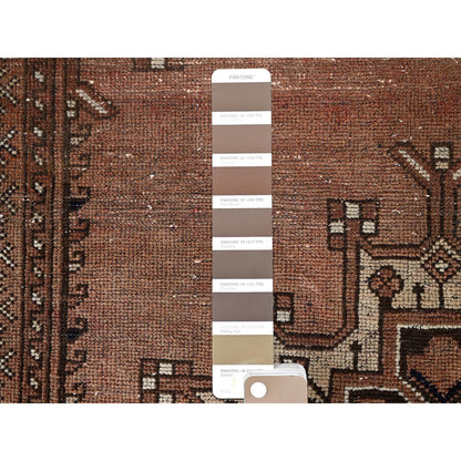 4'2"X6' Friar Brown Distressed Zoroastrian Gabbeh Wool Hand Knotted Rug