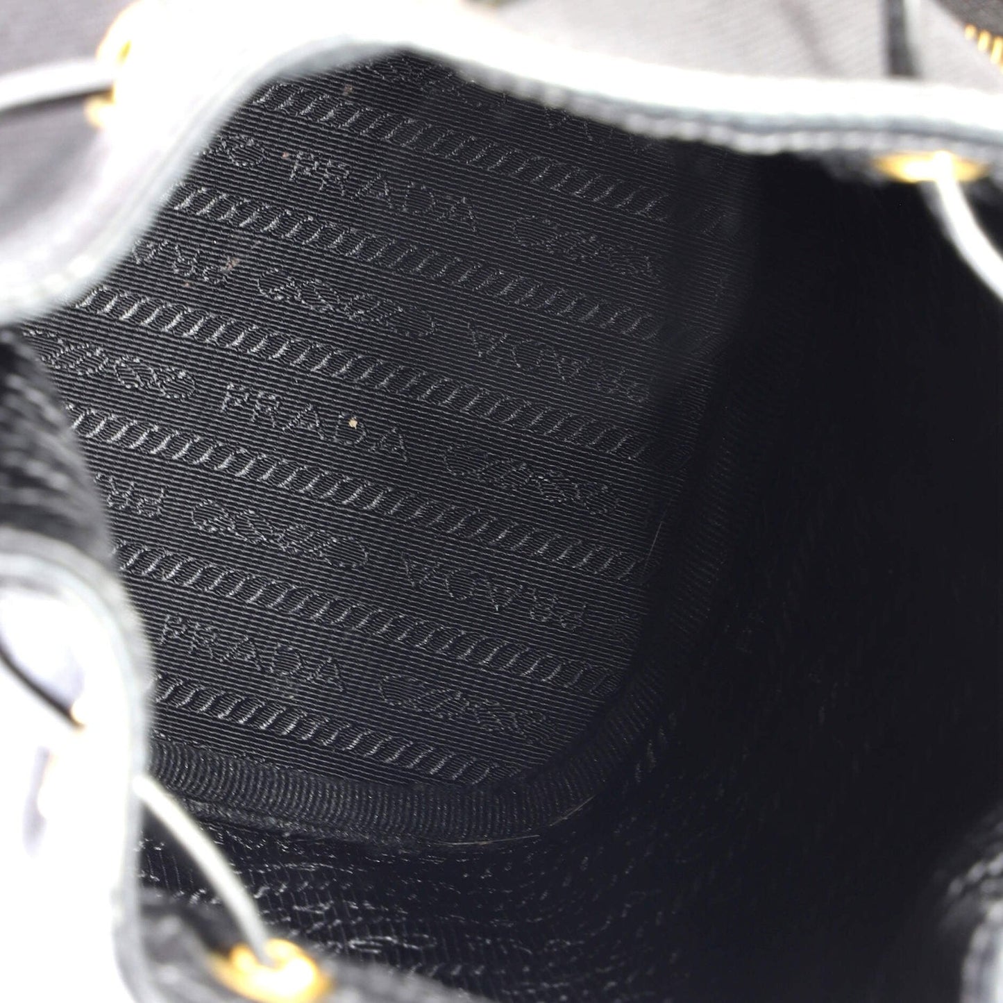 Prada Logo Drawstring Bucket Bag Canvas