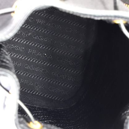 Prada Logo Drawstring Bucket Bag Canvas