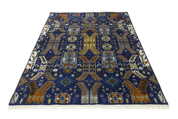 Handmade Wool Oriental Rug Geometric Tribal Carpet 8X10 ft