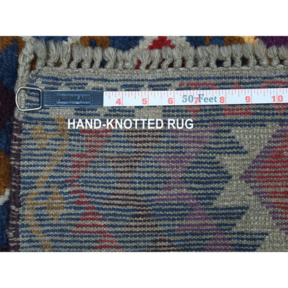 3'8"X5'7" Tribal Design Hand Made Pure Wool Colorful Afghan Village Rug