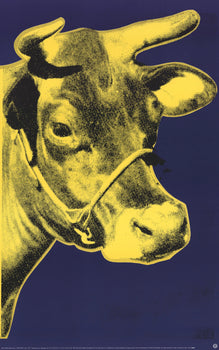 Andy Warhol Cow Yellow On Blue Background (Sm) 