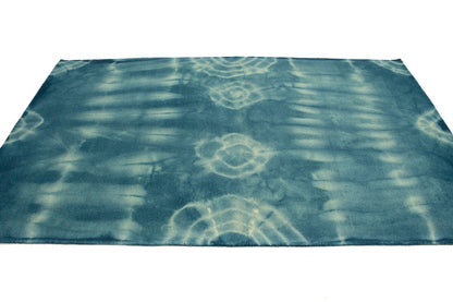 5X8 Ft Hand-Tufted Teal Wool Rug Modern Tie-Dye