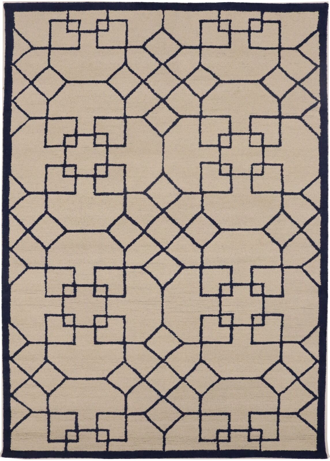 Hand-Tufted Modern Rug Wool Decor 5X8 Cream