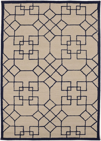 Hand-Tufted Modern Rug Wool Decor 5X8 Cream