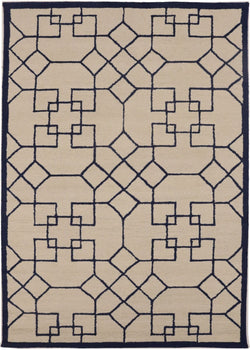 Hand-Tufted Modern Rug Wool Decor 5X8 Cream