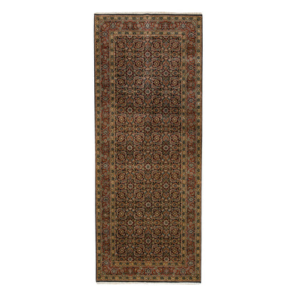Rug 4'x10'1" Blue Herati WoolSilk 175 KPSI Hand Knotted Gallery Runner