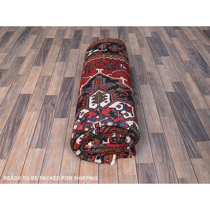 6'7"X9'2" Spanish Red Antique Organic Wool Hand Knotted Oriental Pile Rug