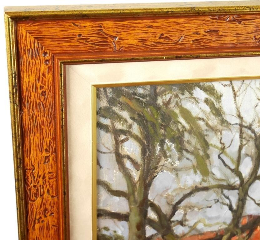 Edward Hartley Mooney (Uk) 'House With A Red Roof' Original Oil Painting Signed