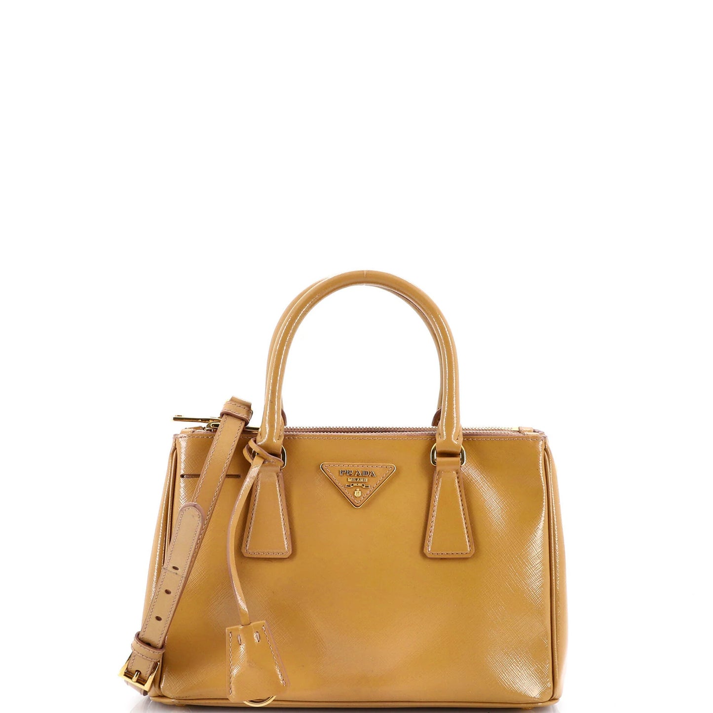 Prada Double Zip Lux Tote Vernice Saffiano Leather Small