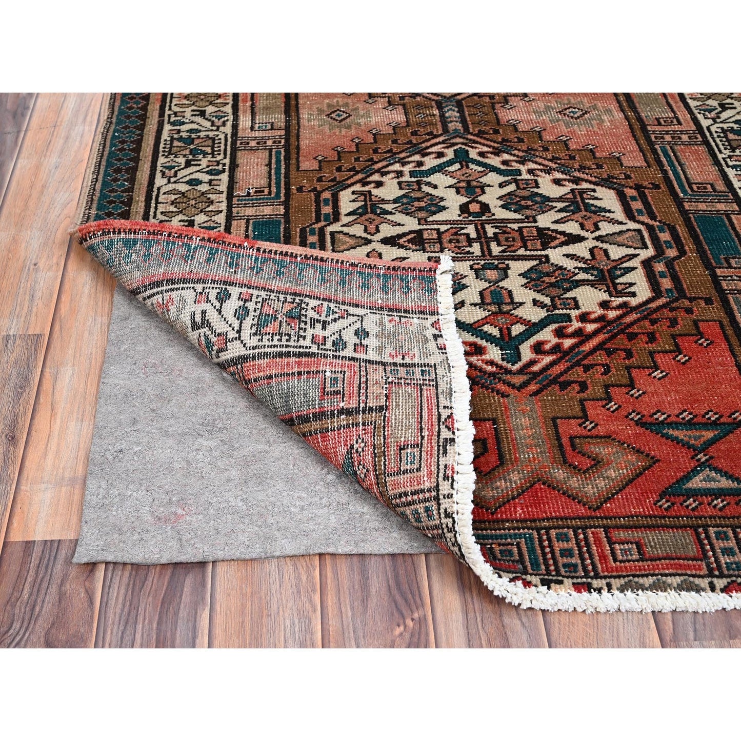 3'5"X10'2" Brown North West Zoroastrian Hand Knotted Wide Long Runner Rug