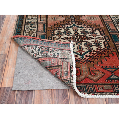 3'5"X10'2" Brown North West Zoroastrian Hand Knotted Wide Long Runner Rug