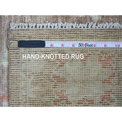 3'3"x5' Brown Afghan Angora Oushak with Leaf Design Hand Knotted Wool