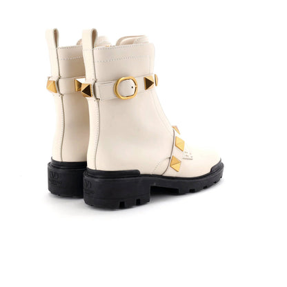Valentino Garavani Women'S Roman Stud Combat Ankle Boots Leather