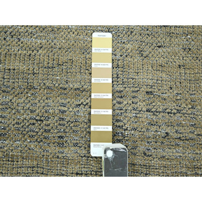 10'X14' Brown & Black Grass Design Hand Knotted Pure Wool Oriental Rug