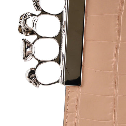 Alexander Mcqueen Flat Knuckle Clutch Crocodile Embossed Leather Medium