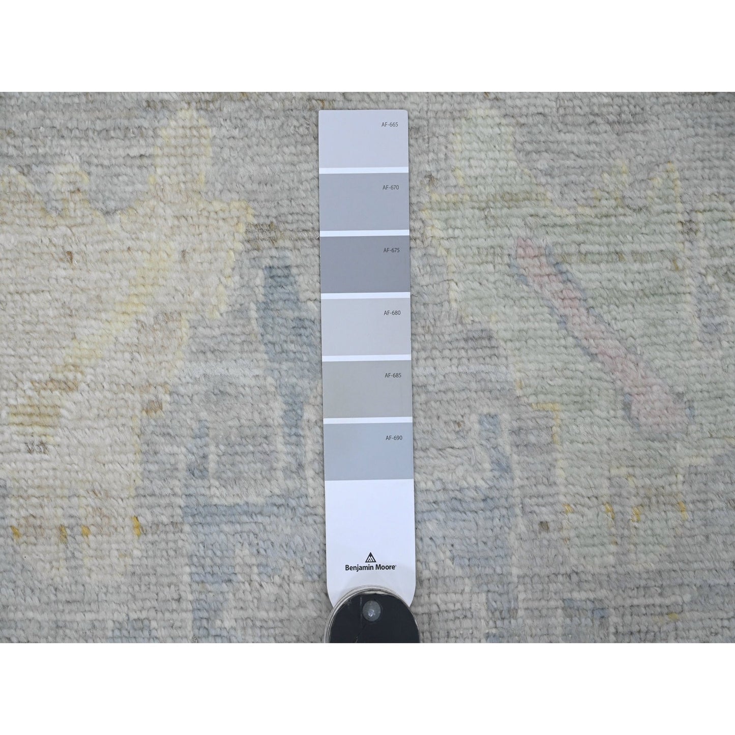 6'2"X11'10" Gray Hand Knotted Angora Oushak Leaf Design Wool Runner Rug