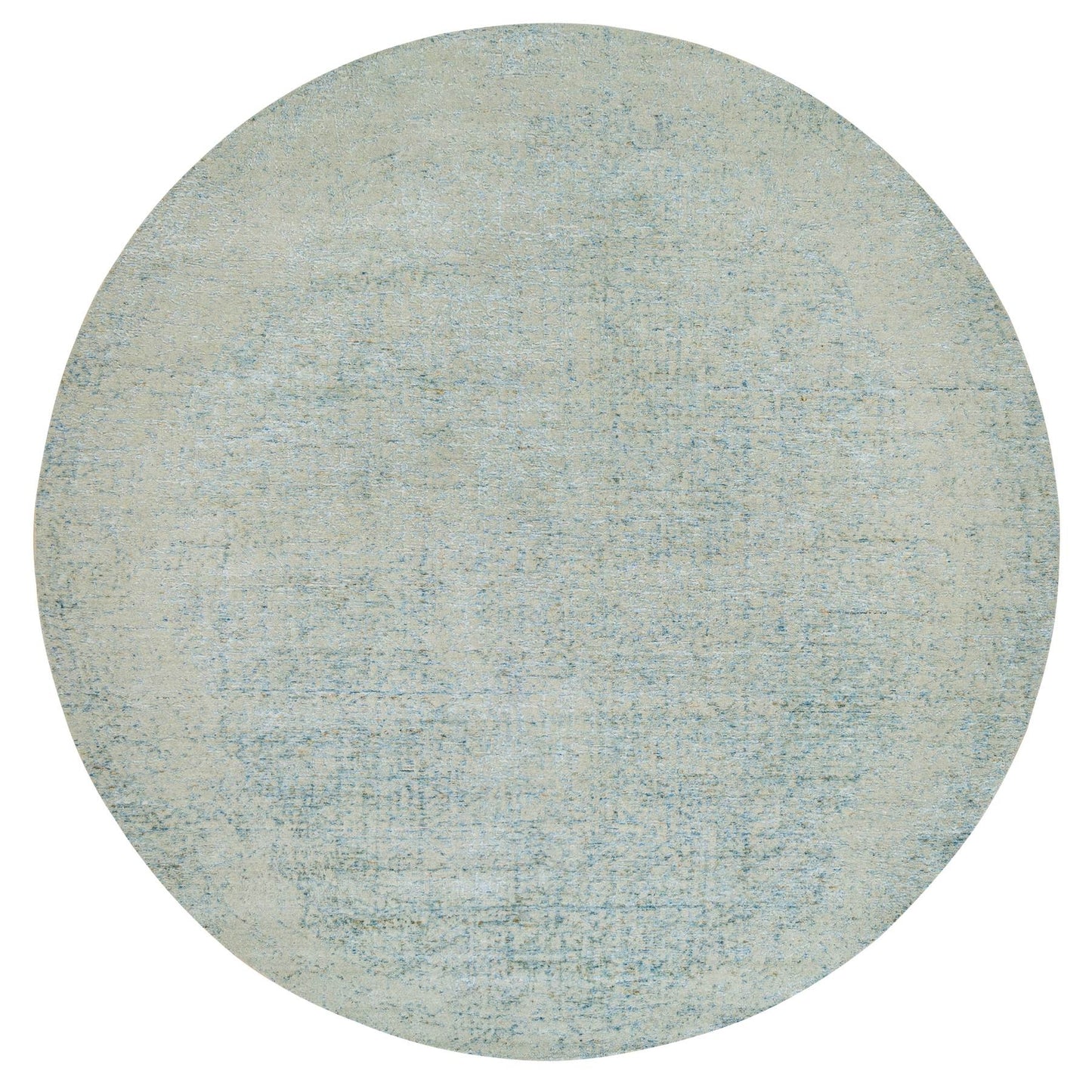 11'10"X11'10" Gray Wool And Silk Modern Jacquard Hand Loomed Round Rug