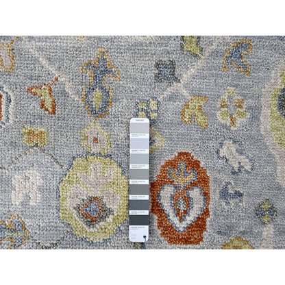 9'X11'9" Chrome Soft Wool Hand Knotted Oushak Supple Oriental Rug