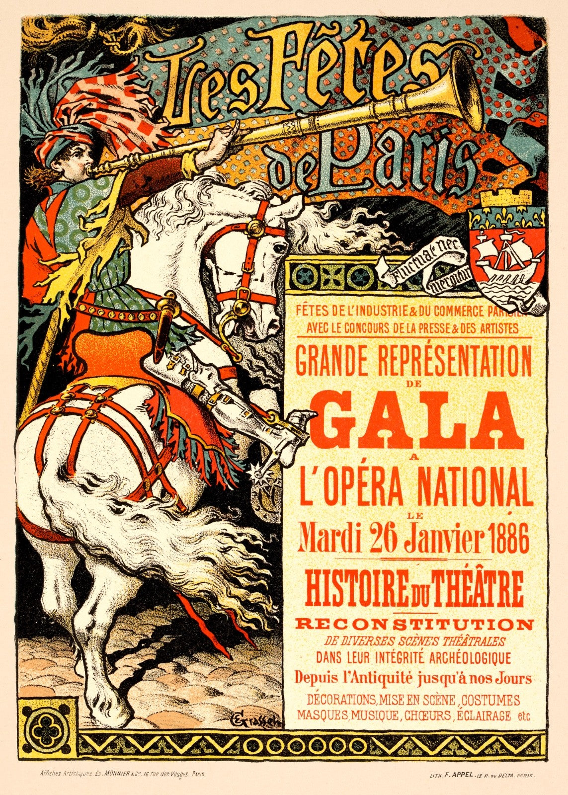 Les Fetes De Paris Eugene Grasset  For Les Affiches Illustrees 1896 Stone Litho